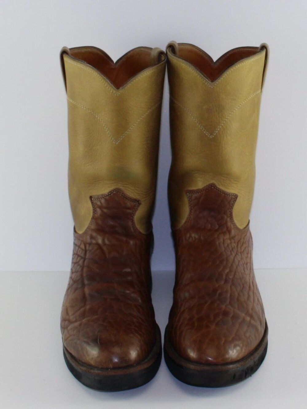 Justin Boots Brown Tan Leather Cowboy Western Boots (Men 13 US) - Picture 2 of 12